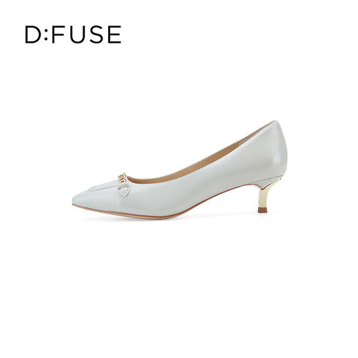 DFuse迪芙斯秋季羊皮方头链条细跟单鞋女高跟鞋DF33111006 商品图1