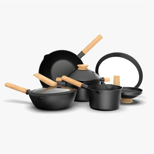 悦味 元木创意锅具四件套 多功能不粘平底炒锅厨房套装[福利品] 商品图0