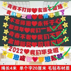 毕业季装饰教室毕业班毕业典礼派对感恩教师装饰装扮拉旗语句拉花拉条挂饰吊旗舞台背景道具4米