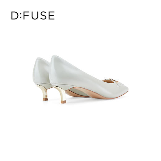 DFuse迪芙斯秋季羊皮方头链条细跟单鞋女高跟鞋DF33111006 商品图3