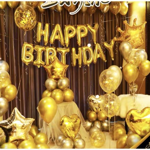 生日气球套装乳胶铝膜气球大人男孩女孩生日装饰场景周岁宴背景墙布置气1套 商品图9