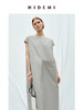 HIDEMI度假系列极简不对称廓形大口袋水洗棉连衣裙 沙丘灰/自然白 商品缩略图2