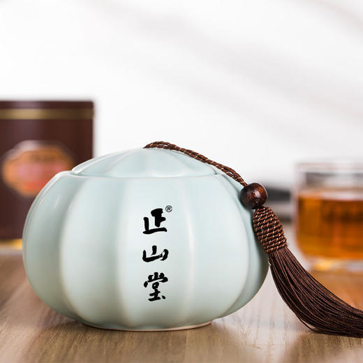 正山堂 陶瓷茶叶罐南瓜型 德化密封储存茶叶500ml容量 茶具 商品图2