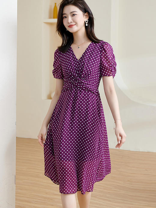 剩S/M 米思阳2025夏季新款经典复古波点A字裙显瘦遮肉连衣裙薄款女1123 商品图1