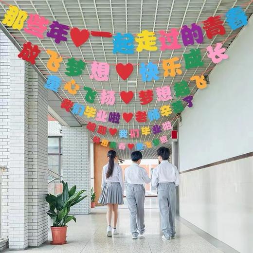 毕业季装饰教室毕业班毕业典礼派对感恩教师装饰装扮拉旗语句拉花拉条挂饰吊旗舞台背景道具4米 商品图2