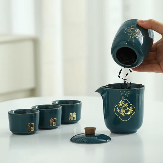 TY 万春和福气满满-茶壶、茶叶罐（含20克大红袍）各一个，茶杯四个，茶巾一条，含提手皮革包装【鲜享2.0】 商品图3