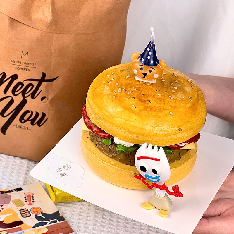 烤爱·生日蛋糕系列·我的汉堡叉子先生·巧克力奶油·聚会生日节日【仅限深圳同城配送】