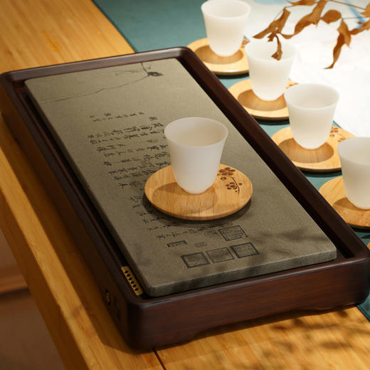 祥福寒食茶盘 现代纯天然乌金石高端家用干泡台茶台茶具茶海茶盘 商品图1