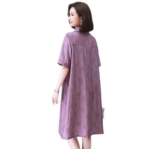 HR WY21109大码宽松遮肉显瘦连衣裙气质翻领时尚天丝裙 商品图4