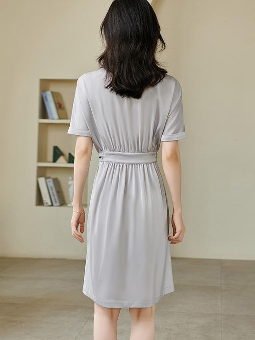 剩S/M/L/XL/XXL 米思阳2024夏季新款经典职场短袖西装连衣裙通勤设计感中长裙1525 商品图2