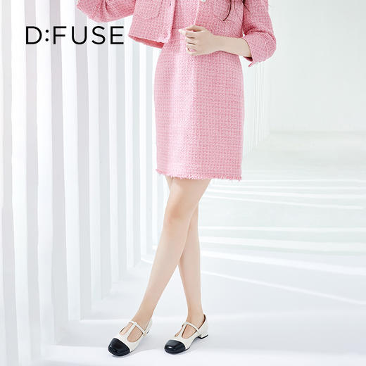 DFuse迪芙斯秋季新款羊皮圆头撞色T字带玛丽珍单鞋DF33111010 商品图7