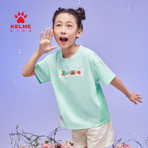 KELME卡尔美儿童落肩短T夏季圆领透气印花运动T恤 商品图1