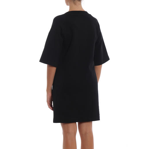 【一】MOSCHINO COUTURE 莫斯奇诺 女士棉质小熊徽标印花圆领短袖T恤裙 黑色 0444 5526 1555 商品图2