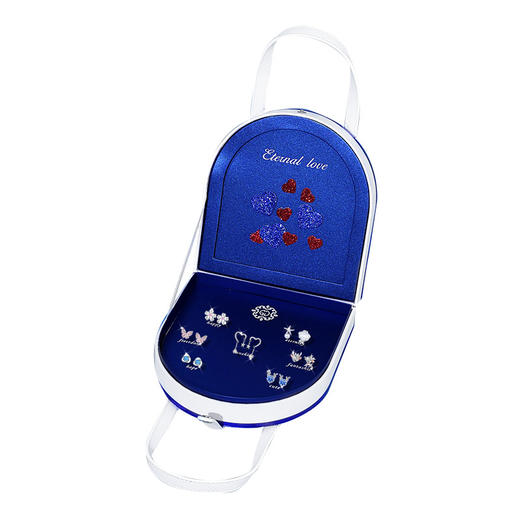 六鑫珠宝 一周耳钉套装 925银 韩版夏季百搭气质 爱心礼物 商品图4