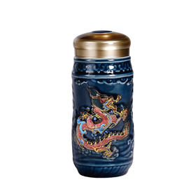 【样品清仓4折，仅1件，无原包装】乾唐轩 乾坤在握龙活瓷杯随身杯陶瓷水杯子送长辈 宝石蓝（无货退款）