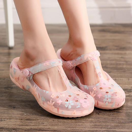 VEBLEN洞洞鞋女夏季平底海边拖鞋果冻沙滩凉鞋外穿坡跟凉拖鞋_HLY 商品图10