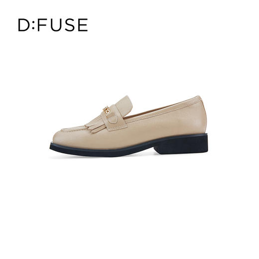 DFuse迪芙斯秋季新款牛皮方头流苏乐福鞋平底单鞋DF33112008 商品图1