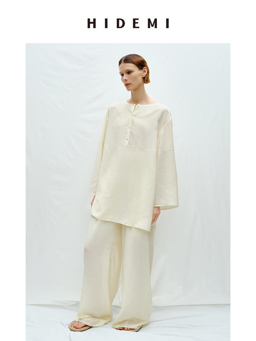 HIDEMI 度假系列清透云朵面料极简两穿廓形套装 上衣/阔腿裤 商品图2