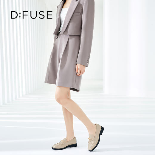 DFuse迪芙斯秋季新款牛皮方头流苏乐福鞋平底单鞋DF33112008 商品图10
