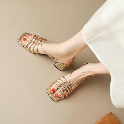 舒适百搭，复古罗马粗跟凉鞋HCY-3526 商品图11