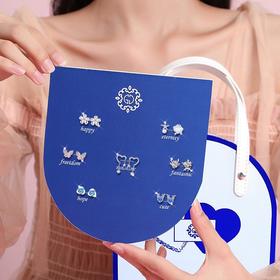 六鑫珠宝 一周耳钉套装 925银 韩版夏季百搭气质 爱心礼物