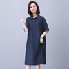 HR WY21109大码宽松遮肉显瘦连衣裙气质翻领时尚天丝裙 商品缩略图3