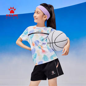 KELME卡尔美女童圆领短T夏季儿童跑步运动T恤