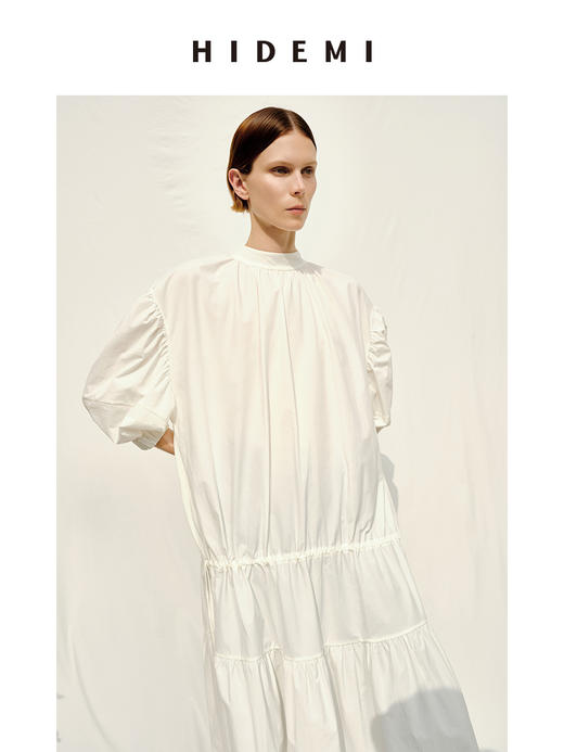 HIDEMI度假系列大花苞褶皱设计感伞状连衣裙 商品图5