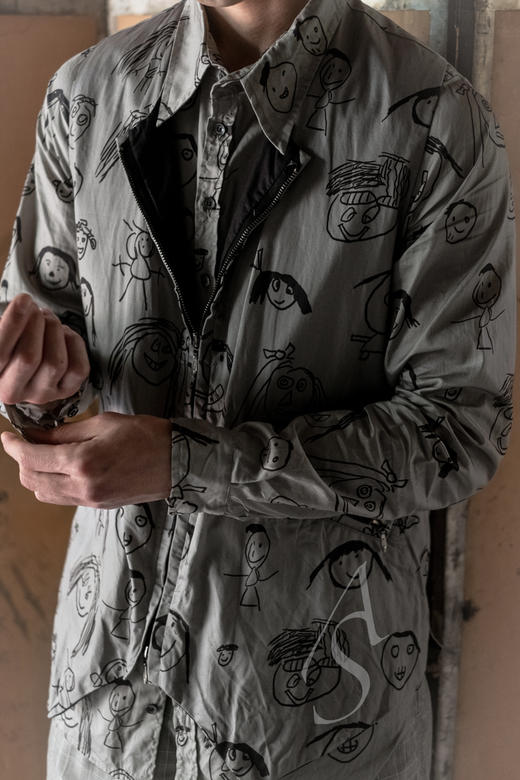 Paul Harnden 男士faces印花尖领衬衫 商品图2