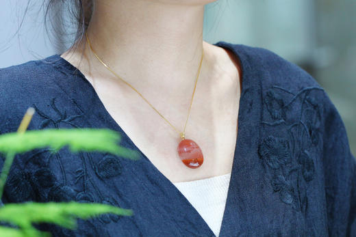 南红冰飘吊坠   镶嵌：18K金 商品图4