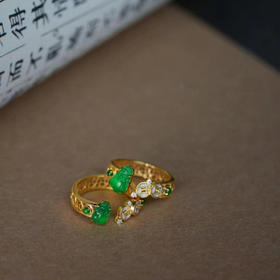 龢盒原创 冰绿翡翠貔貅·财源滚滚开运戒