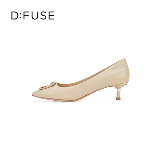 DFuse迪芙斯秋季新款单鞋女牛皮方头烤漆饰扣高跟鞋女单鞋DF33111005 商品图1