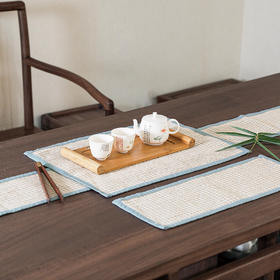 朴永泽茶席三件套 棉麻干泡茶席禅意包边茶席功夫茶具简约茶台茶垫棉麻茶布