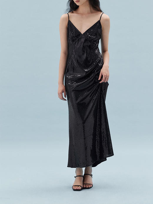 HOSIKARI｜HO23SS17 黑色亮片吊带连衣裙 商品图4