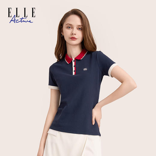 ELLE Active 夏季女装户外休闲百搭翻领短袖Polo上衣 商品图2