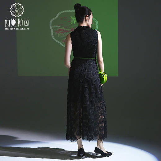 千年情话—梁祝草桥结拜漆黑色太阳花长裙2S40051 商品图3