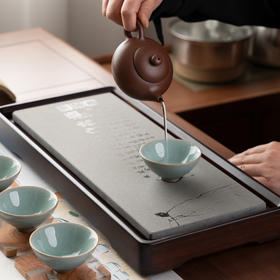 祥福寒食茶盘 现代纯天然乌金石高端家用干泡台茶台茶具茶海茶盘
