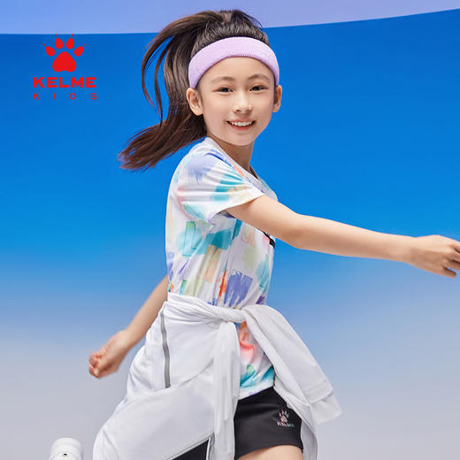 KELME卡尔美女童圆领短T夏季儿童跑步运动T恤 商品图3