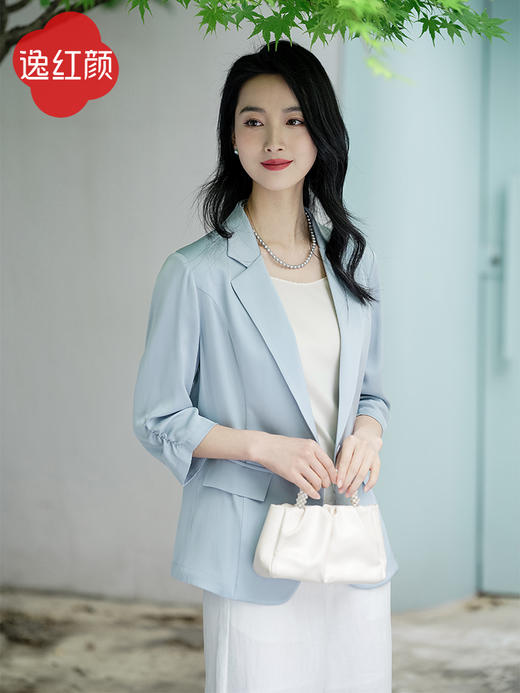 逸红颜明月优选 # 『亲氧』19姆米弹力双乔缎桑蚕丝夏季凉爽真丝西装外套，夏季职场通勤必备 商品图11