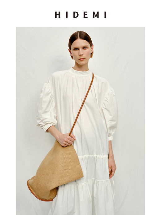 HIDEMI度假系列大花苞褶皱设计感伞状连衣裙 商品图7