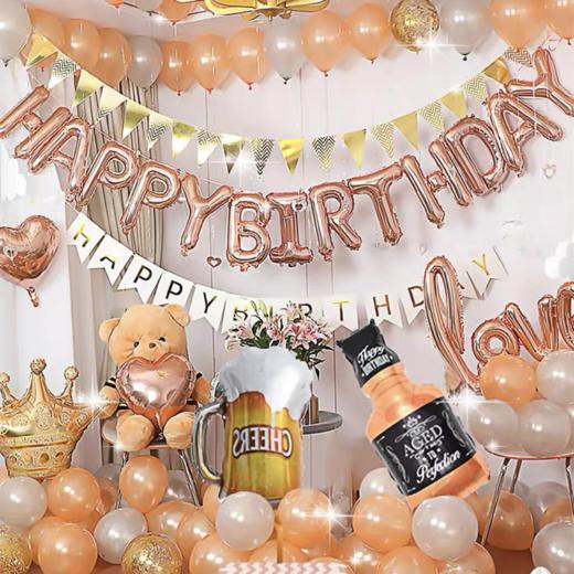 生日气球套装乳胶铝膜气球大人男孩女孩生日装饰场景周岁宴背景墙布置气1套 商品图1