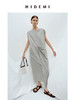 HIDEMI度假系列极简不对称廓形大口袋水洗棉连衣裙 沙丘灰/自然白 商品缩略图1