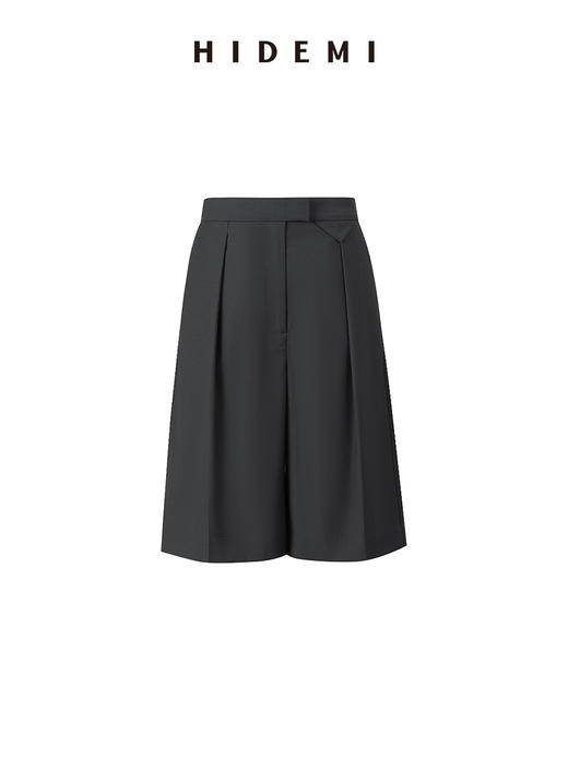 HIDEMI度假系列口袋极简设计感西裤式中短裤 棕绿/深灰/黑色 商品图1