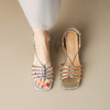 舒适百搭，复古罗马粗跟凉鞋HCY-3526 商品缩略图0