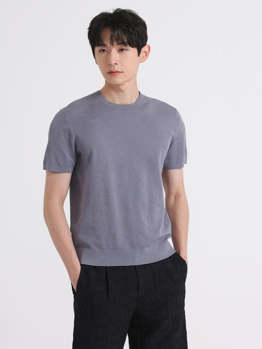 callisto紫色提花混纺T恤 SSTSS142C 商品图1