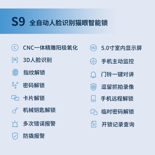 自动人脸识别智能锁S9 商品图4