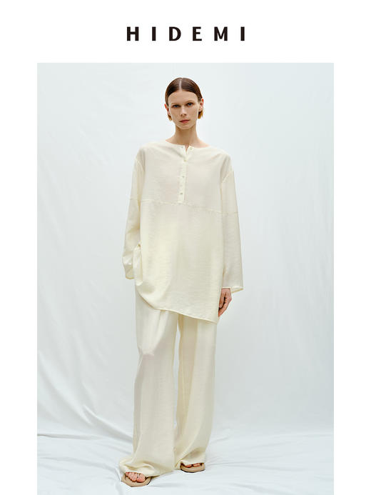 HIDEMI 度假系列清透云朵面料极简两穿廓形套装 上衣/阔腿裤 商品图1