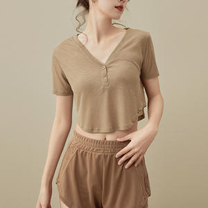 【限时秒】YOGACODE【火树银花系列】薄款运动短袖夏季速干瑜伽服罩衫YCDS496 商品图1