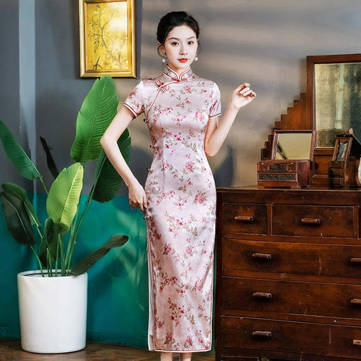 WX真丝旗袍桑蚕丝宴礼服连衣裙春夏气质修身 商品图1