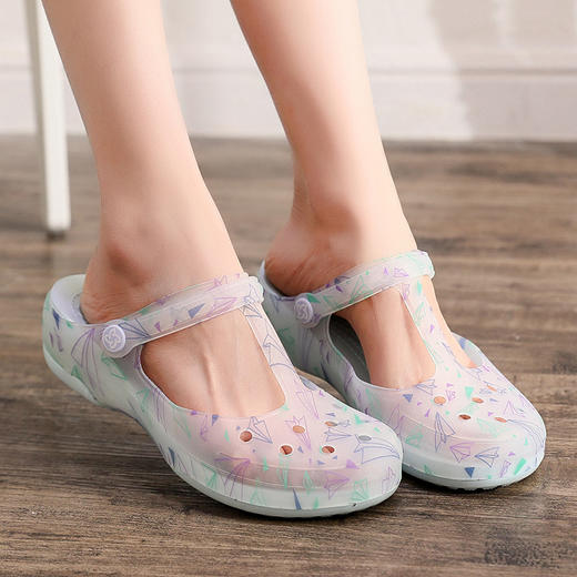 VEBLEN洞洞鞋女夏季平底海边拖鞋果冻沙滩凉鞋外穿坡跟凉拖鞋_HLY 商品图12